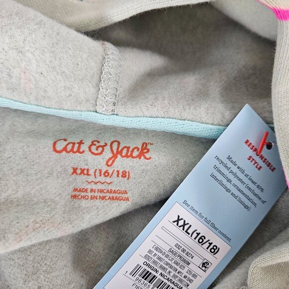Cat & Jack Girls Printed Zip-Up Fleece Jacket Hoodie Size XXL (16/18) School - Picture 9 of 11